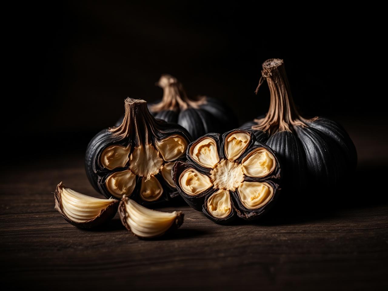 Aged garlic bulbs cross-section
